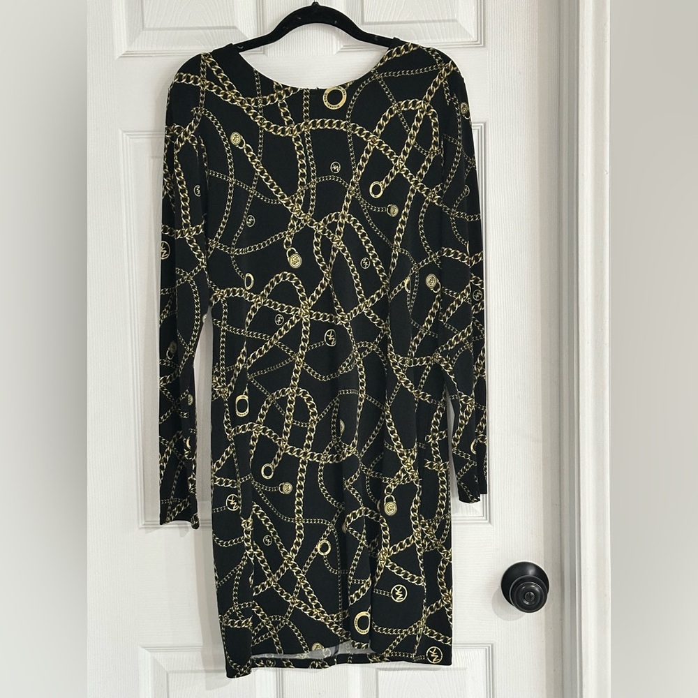 Michael Kors Black Dress with Gold Chain Pattern